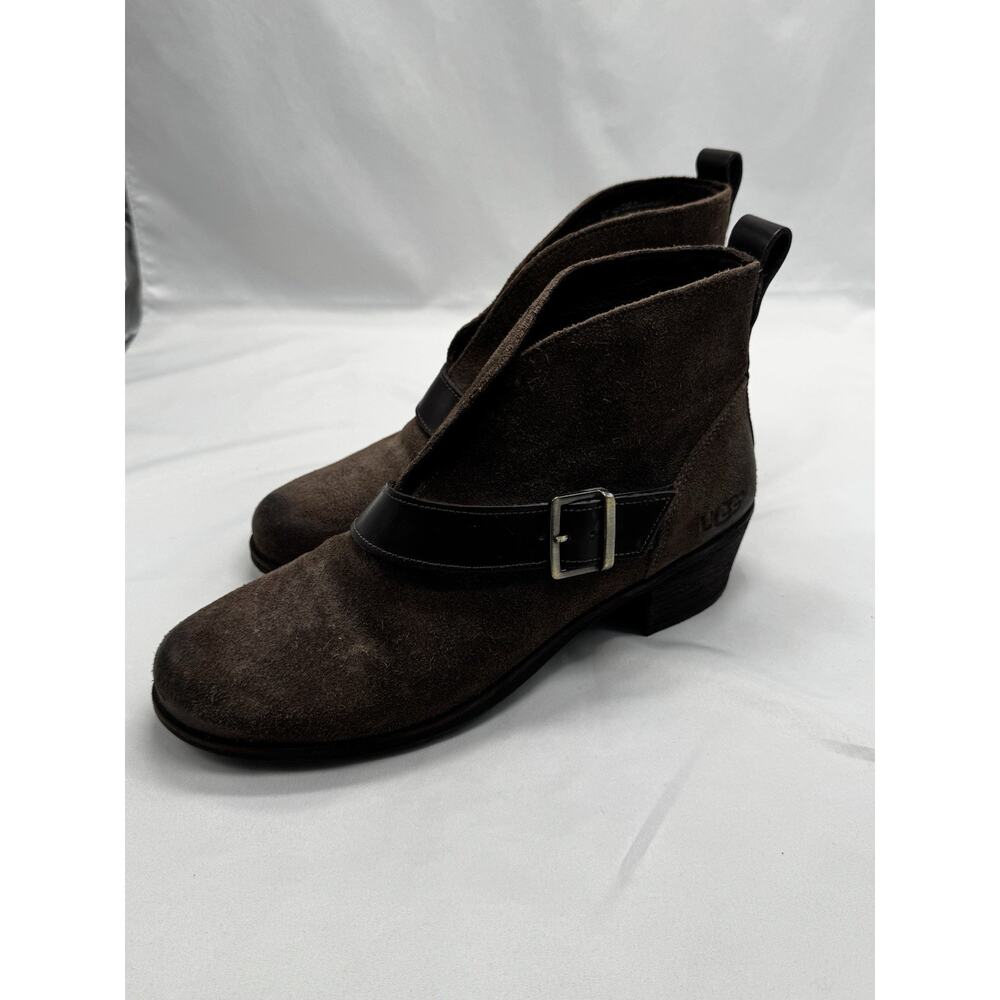 Ugg Wright Belted Shearling Lined Boot Brown Sued… - image 3